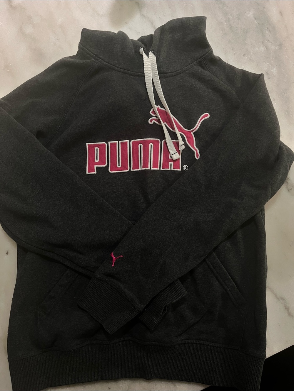 Puma Black Crewneck Sweater with Pink Logo